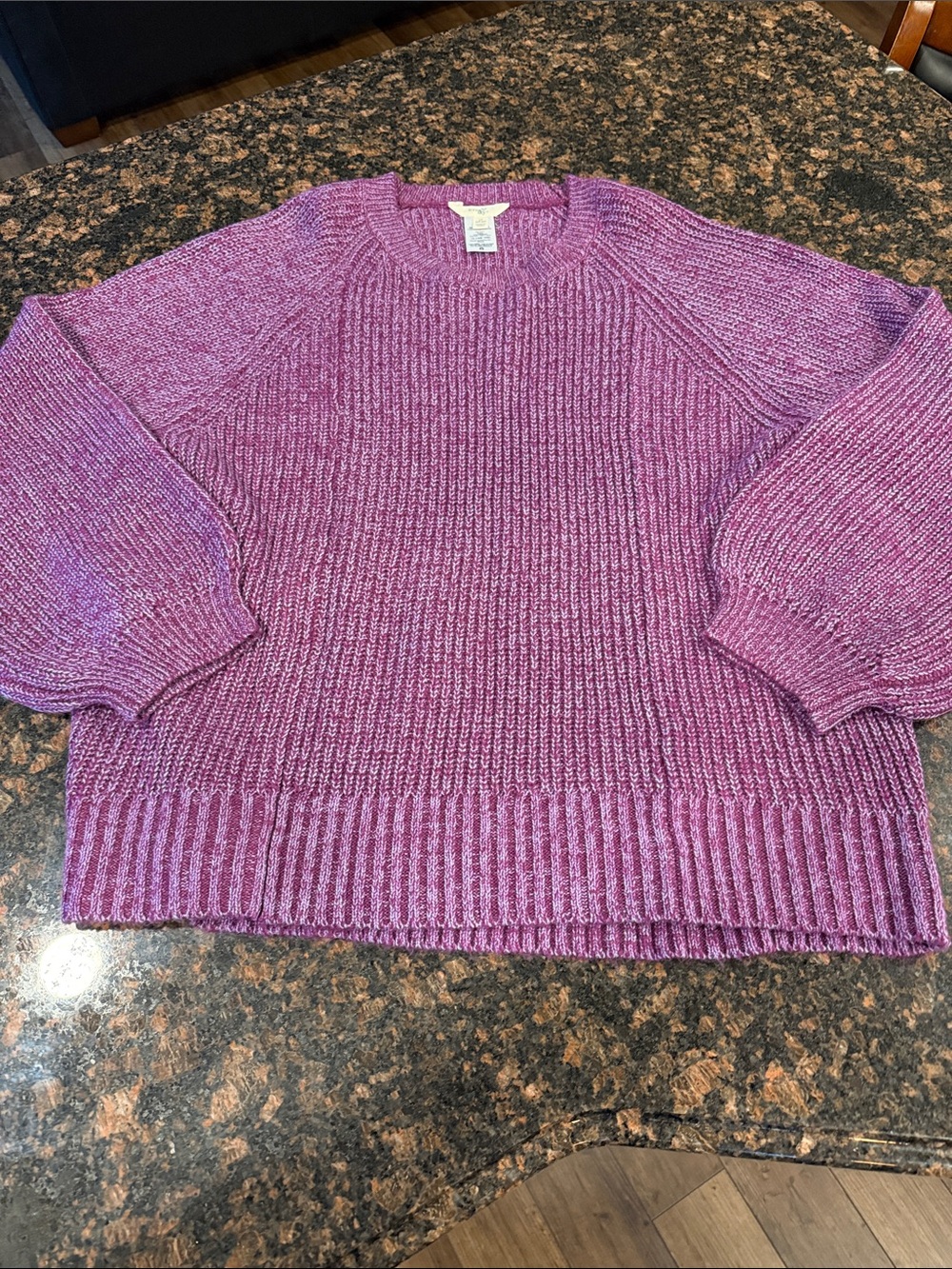Cozy Purple Crewneck Sweater - Women Terra & Sky 1X